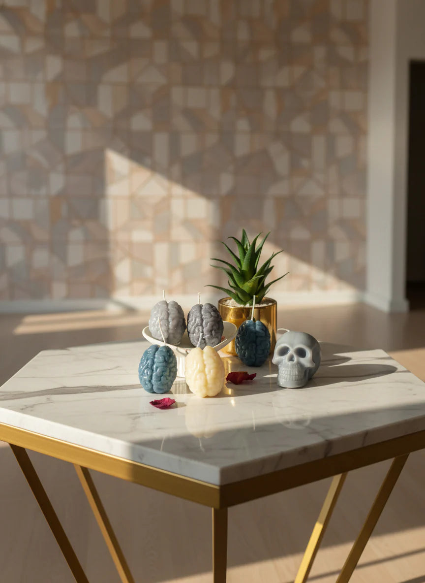brain candle basking on a table 